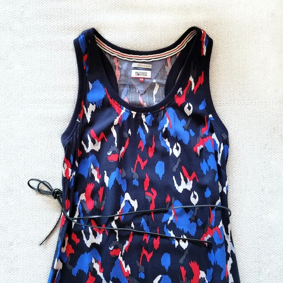 Like New RARE Hilfiger Denim Maxi Dress String Belt Abstract Black Blue XS - Picture 4 of 12